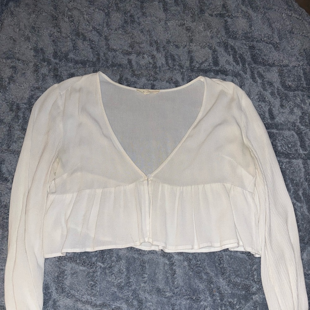 Pacsun LA Hearts Cream V-Neck Blouse